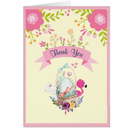 Blommor, ägg, Flamingo och Bunny Shower Tack Hälsningskort