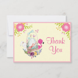 Blommor, ägg, Flamingo och Bunny Watercolor Tack Inbjudningar