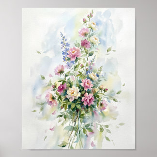 Blommor Akvarell Konst Målning Poster