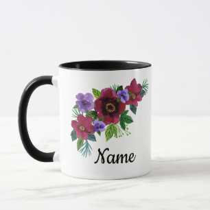 Blommor akvarell ljus romantisk blomsterkrans b mugg