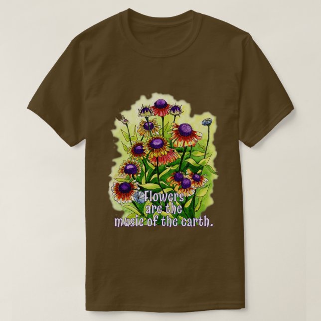 Blommor är Earths Music T Shirt (Design framsida)