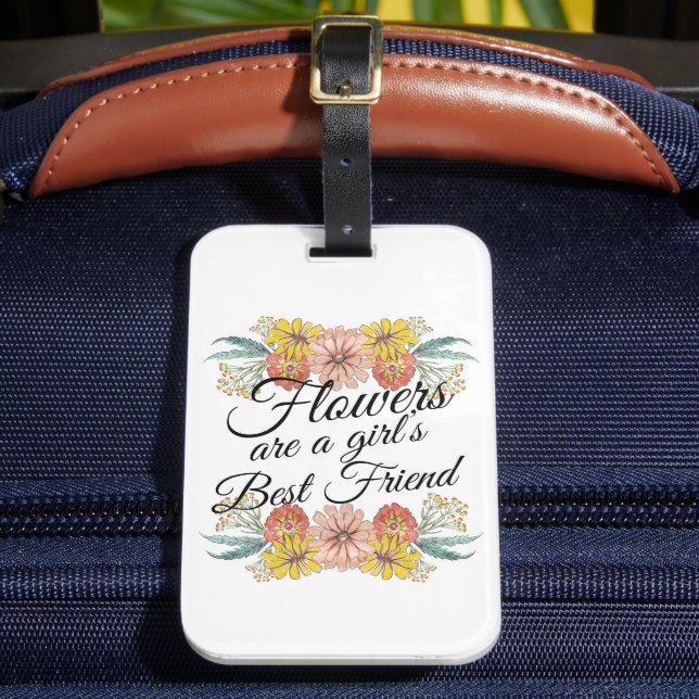 Blommor Är En Flickas Bästa Vän - Zinnia Konst Bagagebricka (Framsida Insitu 2)