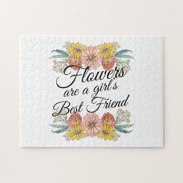 Blommor är flickornas bästa vän - Zinnia Art Pussel (Horisontell)