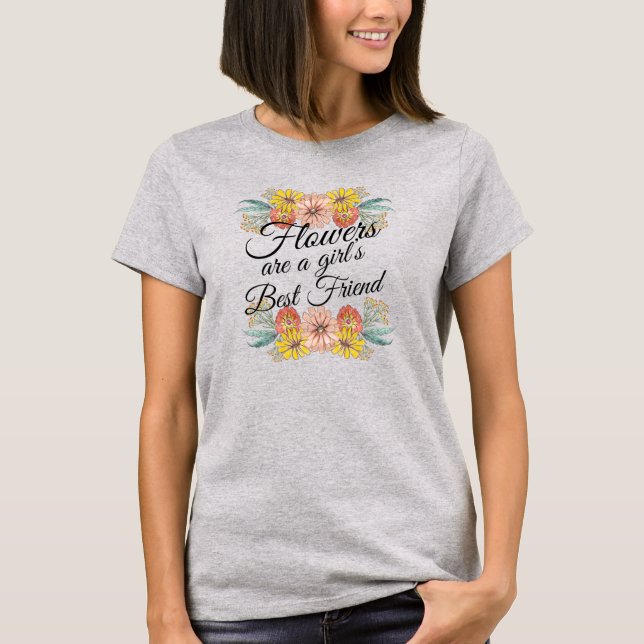 Blommor är flickornas bästa vän - Zinnia Art T Shirt (Framsida)