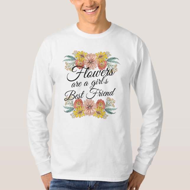 Blommor är flickornas bästa vän - Zinnia Art T Shirt (Framsida)