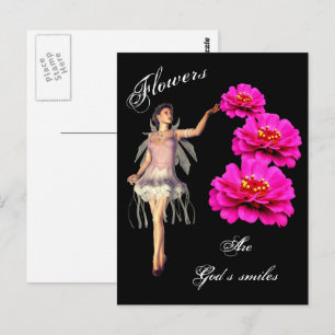 Blommor är Guds Leenden Inspirationskort Vykort
