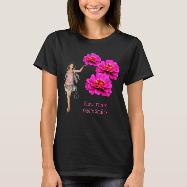 Blommor Är Guds Leenden Inspirerande Mörk T Shirt (Framsida)