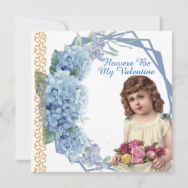 Blommor är min Valentine Blue-Flora-kransdotter Julkort