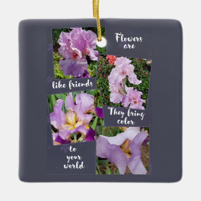 Blommor är som vänner julgransprydnad keramik (Framsida)