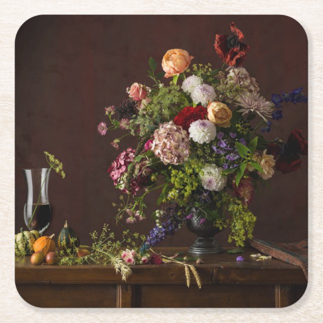 Blommor | ARRANGEMANG BLOMMIGT Underlägg Papper Kvadrat (Framsidan)