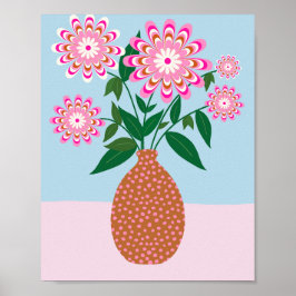 Blommor Arrangemanga i Vas Rosa och blå Blommigt Poster