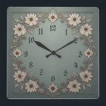 Blommor Art Deco Fyrkantig Klocka<br><div class="desc">Underbar klockdesign. Du kommer att kärlek det som andra. Du kan fritt använda den här designen för andra produkter som du gillar eller anpassa och lägga till texten. Följ mig för mer. Tack. Ha en trevlig dag.</div>