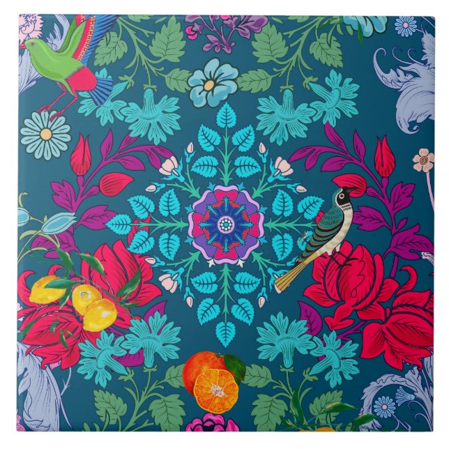 Blommor, art nouveau,William Morris stil Kakelplatta (Framsidan)