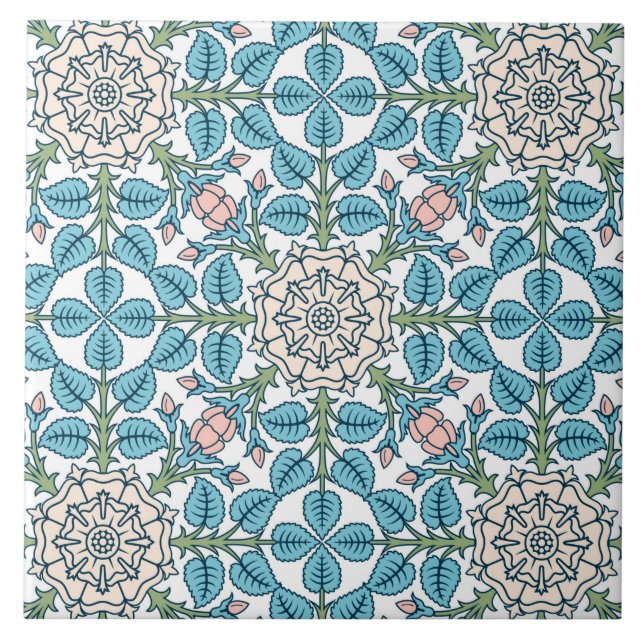Blommor, art nouveau,William Morris stil Kakelplatta (Framsidan)