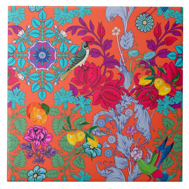 Blommor, art nouveau,William Morris stil Kakelplatta (Framsidan)