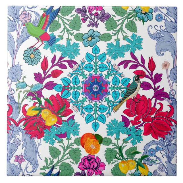 Blommor, art nouveau,William Morris stil Kakelplatta (Framsidan)