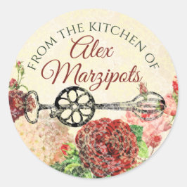 Blommor av äggöl från köket av personlig runt klistermärke