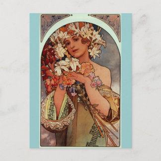 Blommor - av Alphonse Mucha Vykort