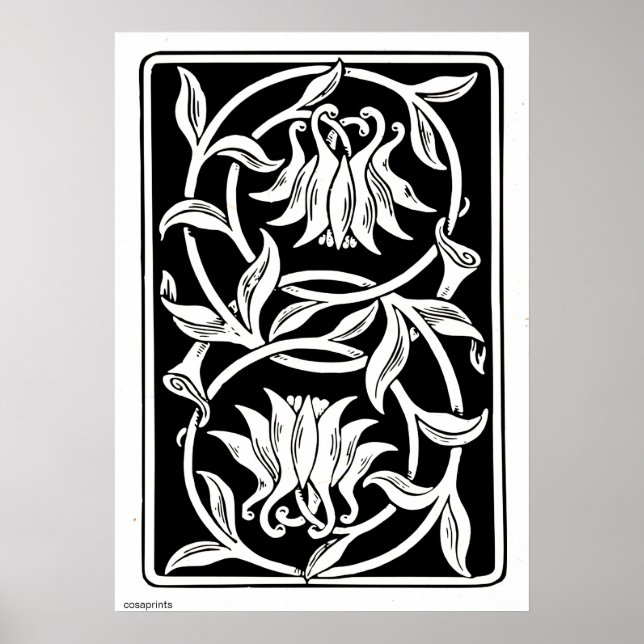 Blommor av art nouveau, silhouette poster (Framsidan)