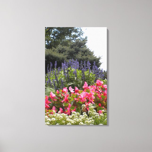 Blommor av Bett arbetsyta Canvastryck (Framsida)