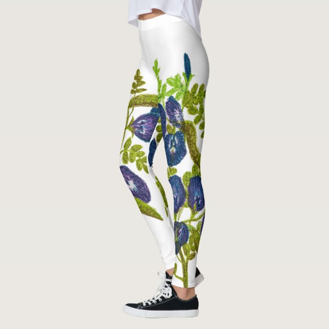Blommor av blåfjärilsblomma leggings (Vänster)
