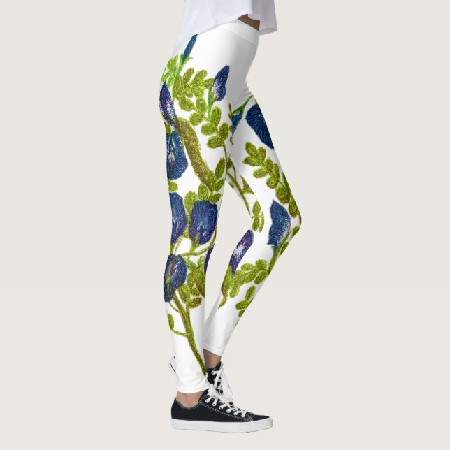Blommor av blåfjärilsblomma leggings (Höger)