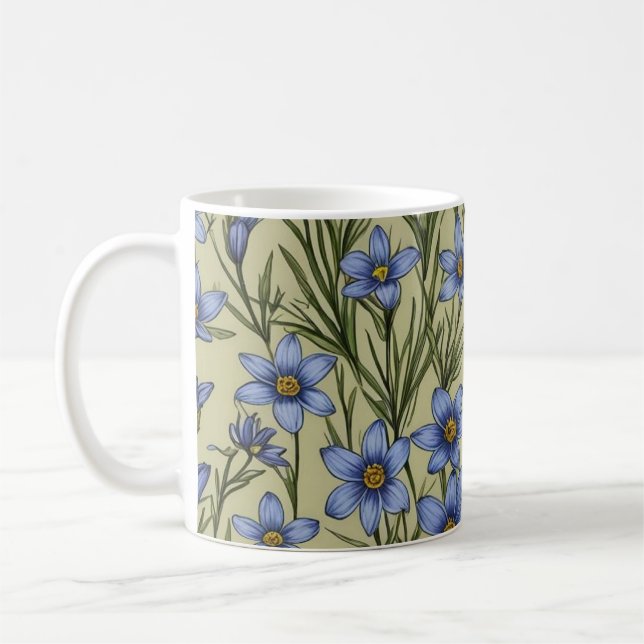 Blommor av blåögd gräs mönster kaffemugg (Vänster)