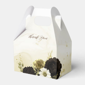 Blommor av brunt, elfenben och guld bröllop presentaskar