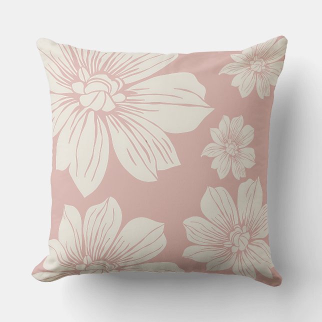 Blommor av Cream färgad Kudde (Framsida)