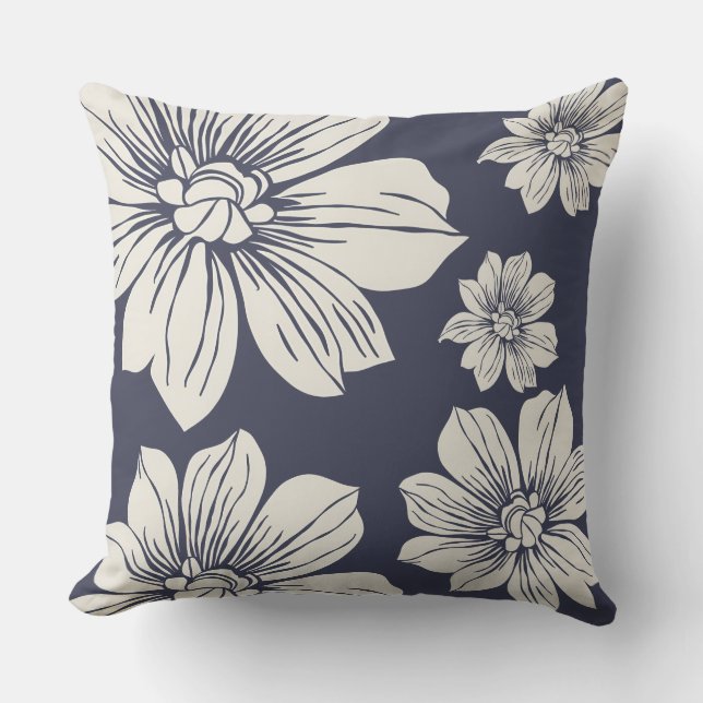 Blommor av Cream färgad Kudde (Framsida)