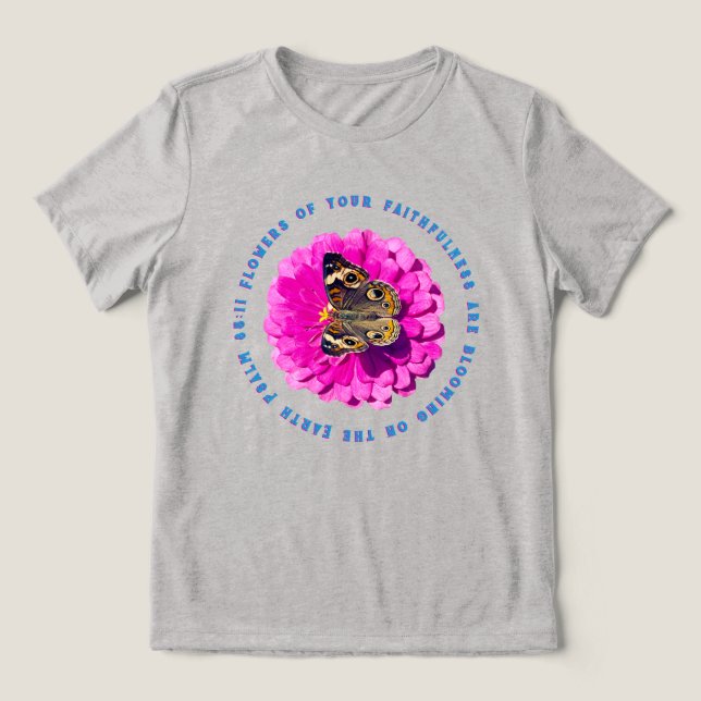 Blommor av din trofasthet Fjäril & Blomma T Shirt (Design Framsida)