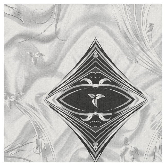 Blommor av elegant, vita/silvriga Silke & silver a Tyg (Närbild)