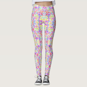 Blommor av färglös abstrakt mönster leggings