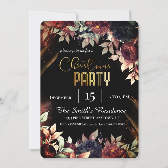 Blommor av festlig Elegant, julklapp Inbjudningar (Framsida)