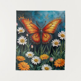 Blommor av fjärilstampi med levande orange insekt