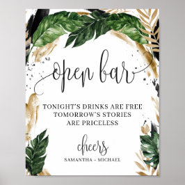 Blommor av grekisk tropisk löv öppna pub-tecken poster