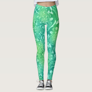 Blommor av grönt batik leggings