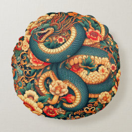 Blommor av grönt rund kudde