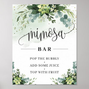 Blommor av grönt snitt mimosa pub-tecken poster
