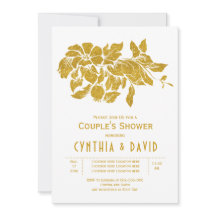 Blommor av guld glitter blommigt bröllop par dusch