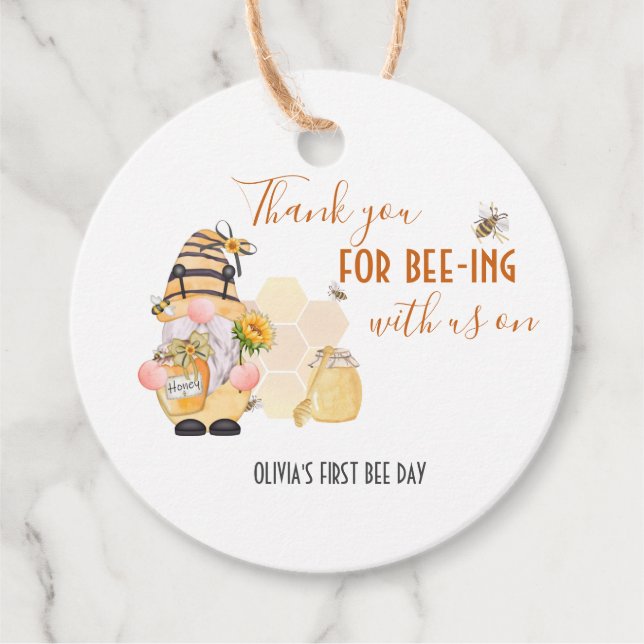 Blommor av gult av honungsbin gåvor etiketter (Framsida)