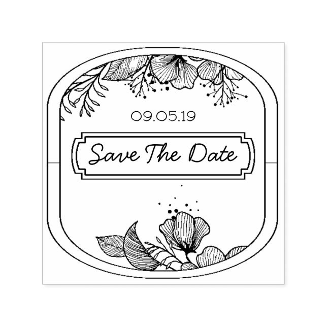 Blommor av hand plockade-blommigt, monogram, ram självfärgande stämpel (Design)