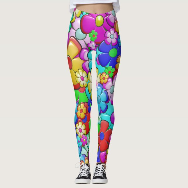 Blommor av hippie leggings (Framsida)