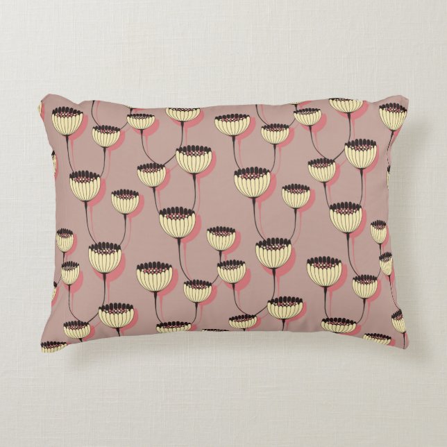 Blommor av hösten kopp sömlös mönster i brunt och  prydnadskudde (Framsidan)