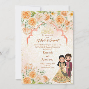 Blommor av indiskt par mehndi sangeet Islamic Inbjudningar
