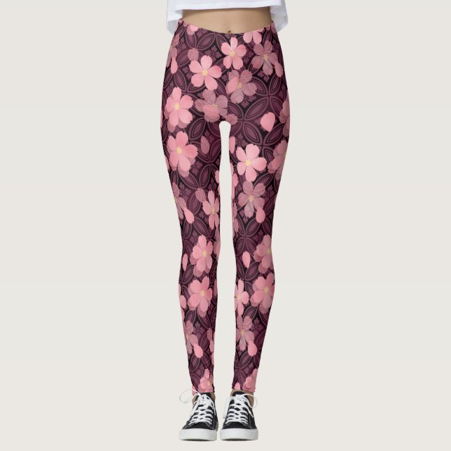 Blommor av körsbärsblommor, blommar leggings (Framsida)