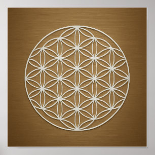 Blommor av Life Bronze White Poster