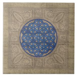 Blommor av Life Mosaic Tile Ornament N2 Kakelplatta