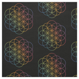 Blommor av Life Rainbow Gradient Mönster på Blac Tyg