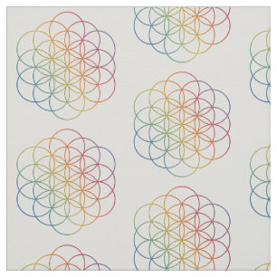 Blommor av Life Rainbow Gradient Mönster på vitt Tyg